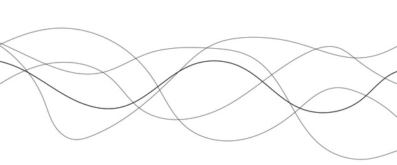 Abstract wavy black and white curved lines.