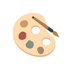 wooden palette with brushes