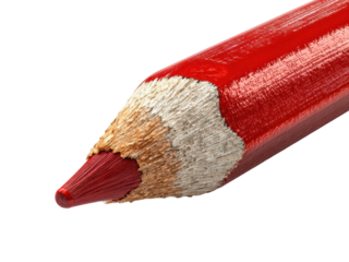 Creating with a red colored pencil artist's workspace isolated on transparent background