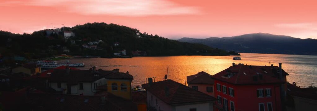  Anamorphic Lens - Sunset in Laveno Mombello, Italy.