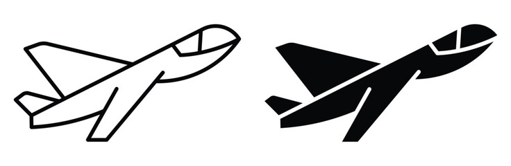 Black and White Aircraft Icons for Commercial and Creative Use