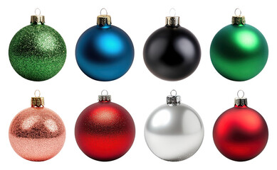 PNG Colorful festive Christmas ornaments, element set on transparent background