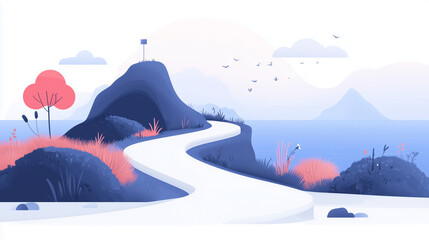 Motivational Success Path Concept Scenic Journey to Achievement and Professional Growth Illustration 