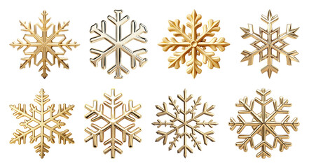 Fototapeta na wymiar PNG Golden snowflakes elegant winter, element set on transparent background