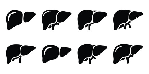 liver minimal silhouette vector icon set