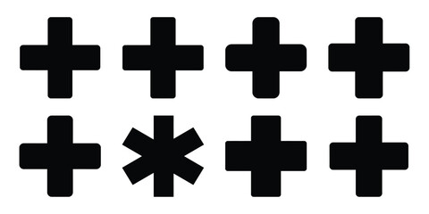 medical cross minimal silhouette vector icon set