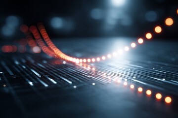 Dynamic Growth Chart Visualization with Light Effects for Business Success and Financial Analysis in Modern Workspace