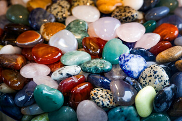Abstract background of a set of colorful semiprecious stones