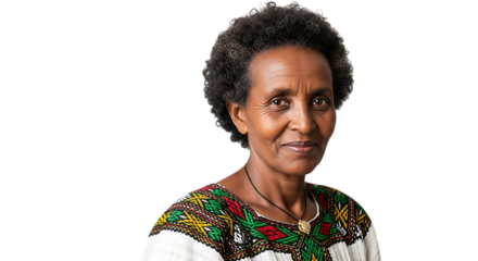 Portrait of a mature african woman isolated on transparent background