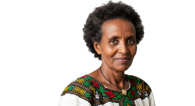 Portrait of a mature african woman isolated on transparent background