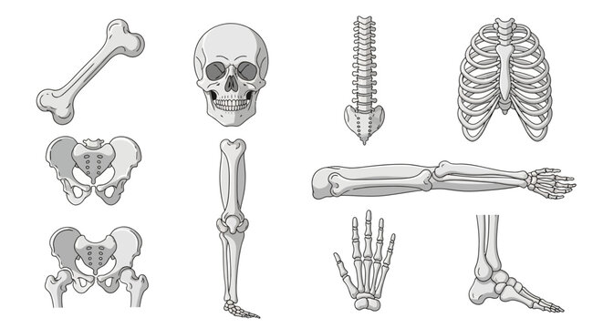 Anatomical Illustration of Human Skeletal System Components