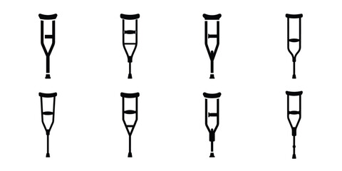 crutch minimal silhouette vector icon set