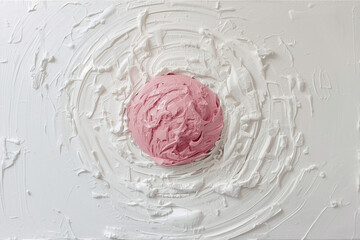 Oil Painting Of Pink Ball On White Background Symbolizing Breast Cancer Awareness Month