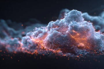 Futuristic digital cloud technology background with glowing binary data streams and vibrant colors for tech and data visualization projects