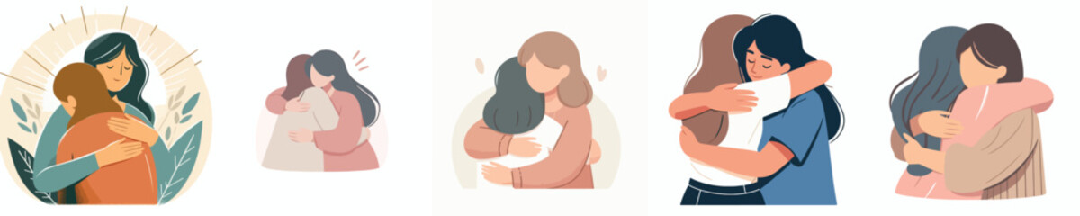 a female hugs his friend to give encouragement