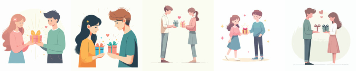 a friend gives each other small gifts