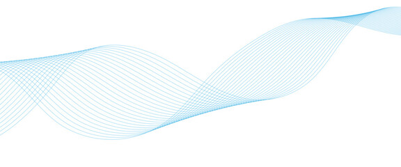 Abstract colorful blue lines on a white background. Blending gradient colors. Digital frequency track equalizer. Line art. Vector illustration.