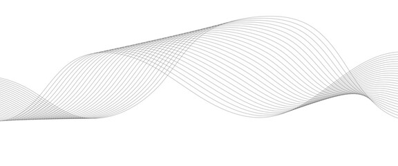 Abstract wavy grey stream element for design on transparent background isolated. frequency sound wave lines, technology, data science, business wave line background. Vector illustration.