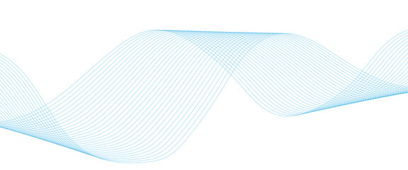 Abstract colorful blue lines on a white background. Blending gradient colors. Digital frequency track equalizer. Line art. Vector illustration.
