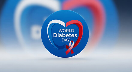Blue circle with red and white heart for World Diabetes Day