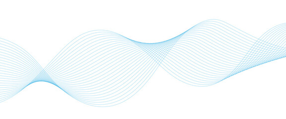 Abstract colorful blue lines on a white background. Blending gradient colors. Digital frequency track equalizer. Line art. Vector illustration.