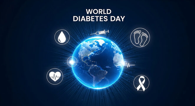 World Diabetes Day global awareness earth icons globe