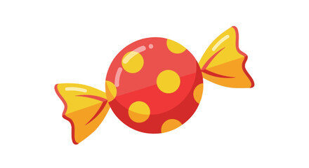 A colorful red and yellow wrapped candy illustration on a white background