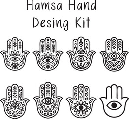 Hamsa Hand Vector Design Kit Collection © theartofwoodcut
