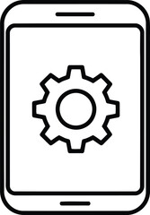 Smartphone screen with a gear icon representing settings or configuration