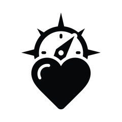 Compass heart symbol representing direction love and navigation