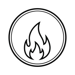 Simple line art icon of a flame inside a circle