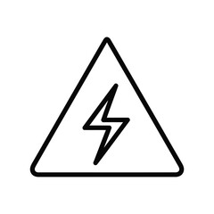 Black outline of a triangular warning sign with a lightning bolt symbol