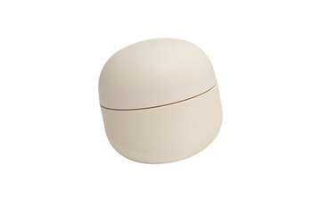 Beige jar with natural cosmetic cream isolated on white background