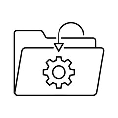 Folder with gear icon symbolizing document management and workflow automation