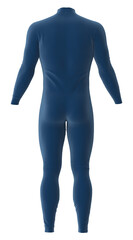 Blue athletic jumpsuit isolated on white background, back view