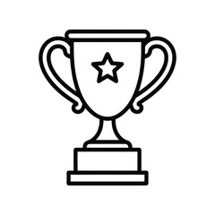 Simple outline icon of a winning trophy with a star emblem