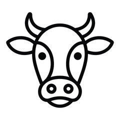 Simple black and white line art icon of a cow face