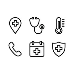Set of medical icons representing healthcare services and symbols