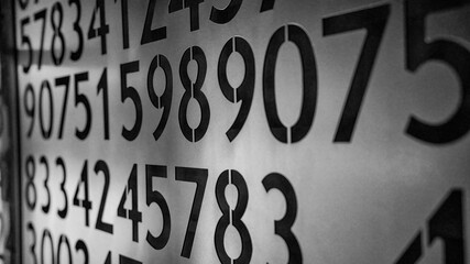 Detailed shot of numeric sequence imprinted on wall showcasing modern design and structure