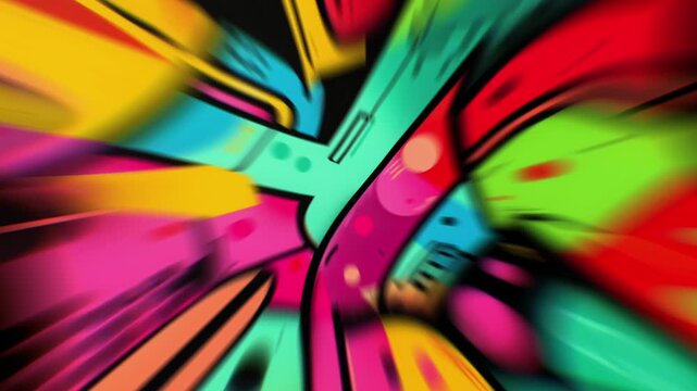 Seamless cartoon-style tunnel animation loop. Perfect for VJ performances, concerts, parties, and visual backgrounds in music videos or projection mapping.