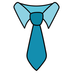 Hand-drawn cartoon blue collar and tie on a white background.