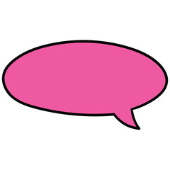 Hand-drawn cartoon empty pink speech bubble on a white background.