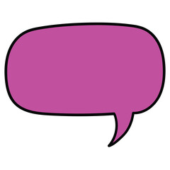 Hand-drawn cartoon empty purple speech bubble on a white background.
