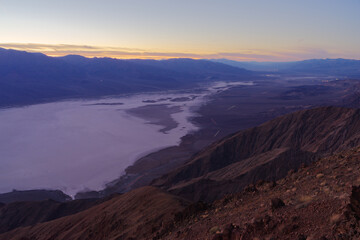 Scenery from Dante's View in Death Valley, California. Badwater Basin, salt flat, lowest point in North America. Shown on February 22, 2025.