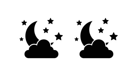 Simple night scene featuring two moons clouds and multiple stars