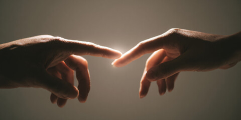 Two hands nearly touching fingertips in a moment of connection and anticipation a delicate gesture of human contact and unspoken emotion