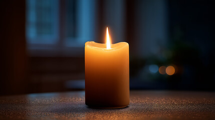 Single Burning Candle in the Dark