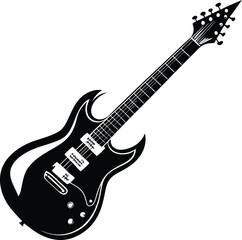 Electric guitar icon. Black Vector silhouette