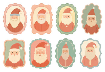 PNG Vintage Santa Claus illustrations collection, element set on transparent background