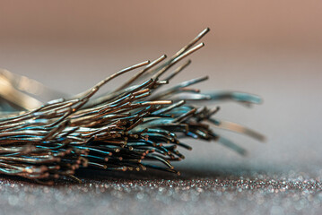 A bundle of copper wire used in electrical cables